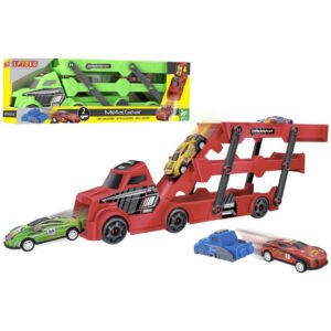 CAMION CON LANZADOR Y 2 COCHES METAL 32CM