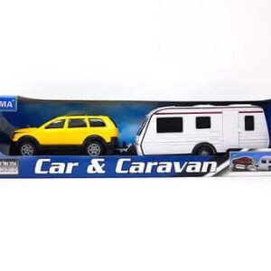 COCHE+CARAVANA METALICO 35CM