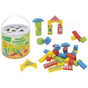 BLOQUES DE MADERA EN CUBO 50 PZAS