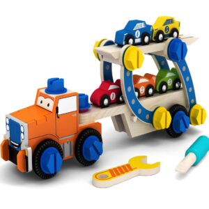 CAMION MADERA CON HERRAMIENTAS Y COCHES