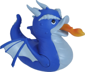 PATITO DE GOMA DRAGON AZUL 15CM (SIN AGUJERO)