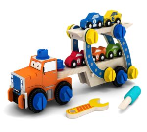 CAMION MADERA CON HERRAMIENTAS Y COCHES