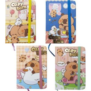 Cuaderno A7 rayado de 80 hojas, tapa dura, con elástico "Capybara".Exp.24