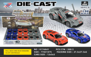 SPORT CAR DIE-CAST 1:32 COLORES SURTIDOS (EXP.12) 12x5x3cm