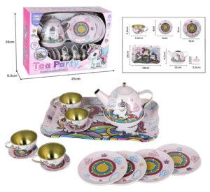 JUEGO CAFE METAL UNICORNIO ROSA 15 PIEZAS
