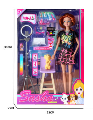MUÑECA  INFLUENCER CON ARO DE LUZ, MOVIL 30cm