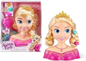 BUSTO SPARKLE CON 14 ACCESORIOS PARA PEINAR 23CM