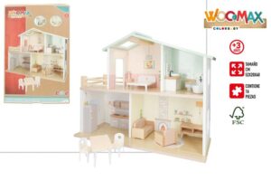 WOOMAX CASA MUÑECAS MADERA C/MUEBLES 52X20X40 CM