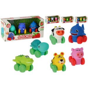 ANIMALES DE VINILO CON RUEDA LIBRE, SET DE 3 PIEZAS, 4 MODELOS
